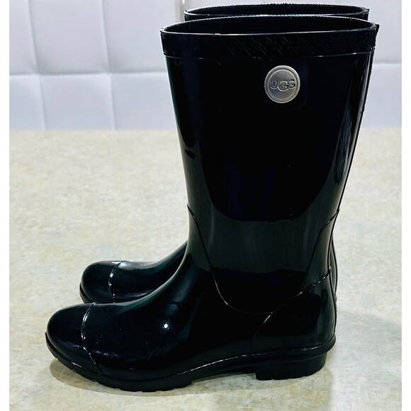 (Size: 5 Womens) Sienna Black Waterproof Rubber Outdoor Rain Boots 1014452 - Picture 4 of 8